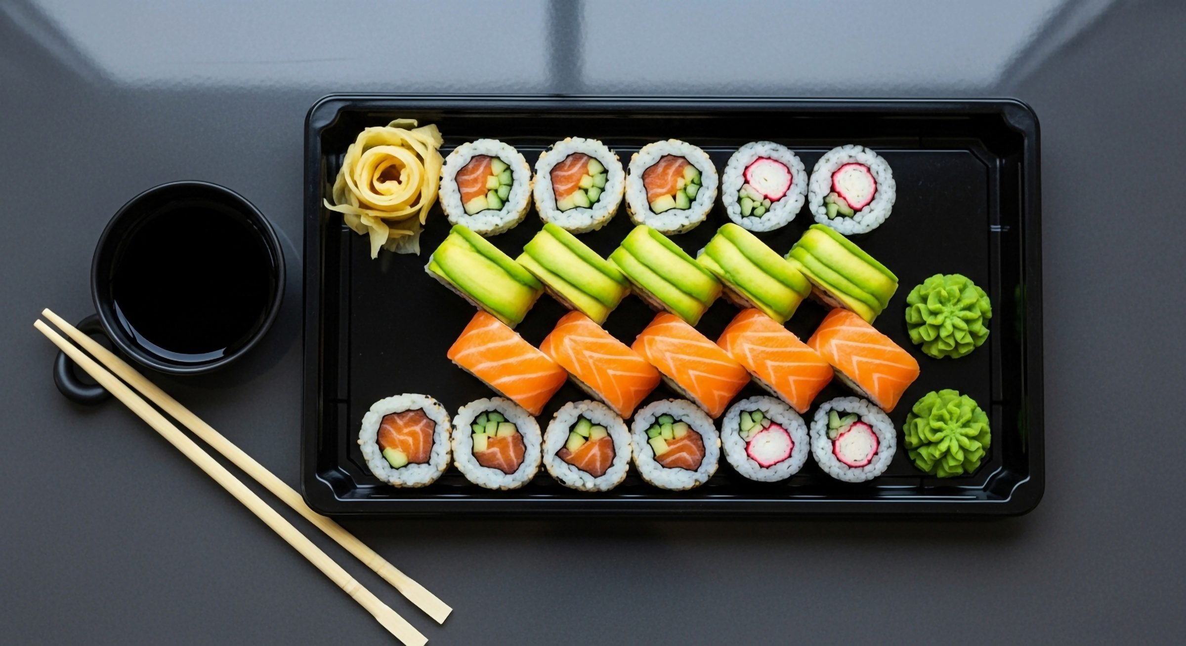 large vecteezy a tray with sushi and chopsticks on a table 71354861 large